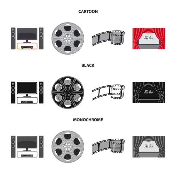 Векторная иллюстрация телевизионного и кинознака. Набор телевизионных и просмотровых символов акций для интернета . — стоковый вектор