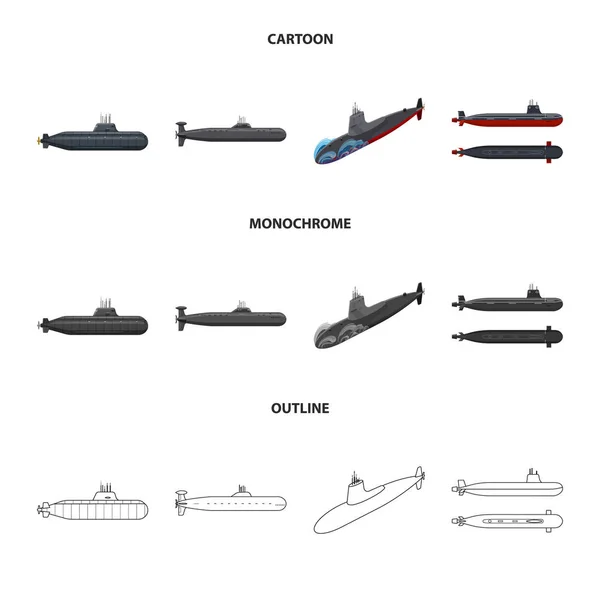 Vektorové ilustrace ikony válce a lodí. Války a flotily vektorové ikony pro stock. — Stockový vektor