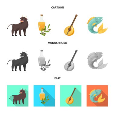 Yalıtılmış nesne ve tarihi simge. Stok lar için ülke vektör simgesi kümesi.