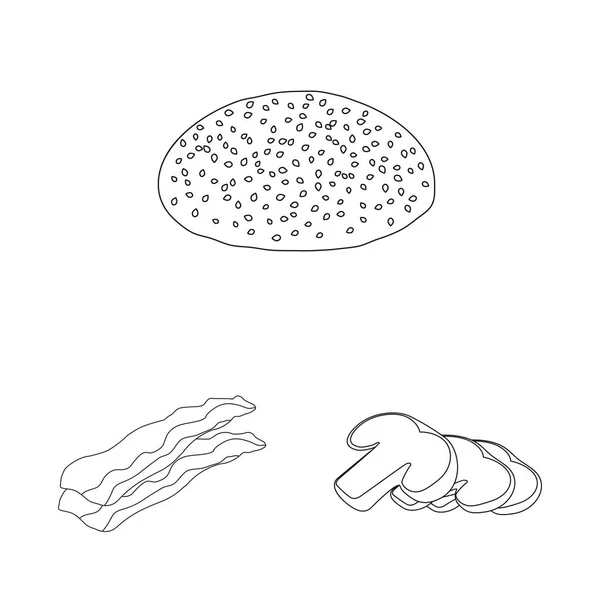 Ilustrasi vektor dari burger dan ikon sandwich. Kumpulan dari burger dan slice simbol stok untuk web . - Stok Vektor
