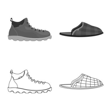Ayakkabı ve ayakkabı simge vektör tasarımı. Hisse senedi için ayakkabı ve ayak vektör simge topluluğu.