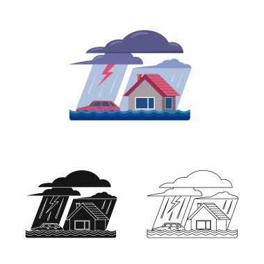 Doğal ve felaket simge vektör tasarımı. Doğal kümesi ve hisse senedi için risk vektör simgesi.