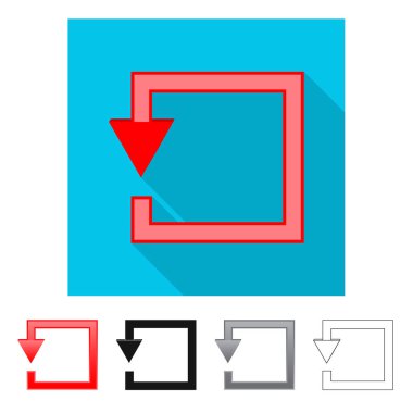 Yalıtılmış nesne öğesi ve ok işareti de olabilir. Web için öğe ve yön hisse senedi simgesi kümesi.