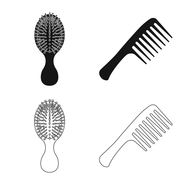 Illustration vectorielle de pinceau et signe capillaire. Ensemble de brosse et brosse à cheveux symbole de stock pour la toile . — Image vectorielle