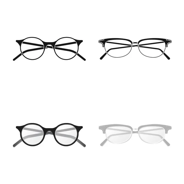 Objet isolé de lunettes et symbole de monture. Collection de lunettes et accessoire stock symbole pour web . — Image vectorielle