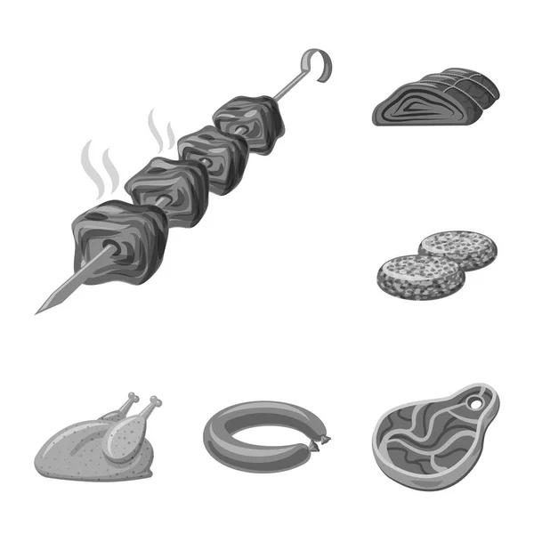 Векторні ілюстрації м'яса та значка шинки. Збірка символів м'яса та кулінарії для Інтернету . — стоковий вектор