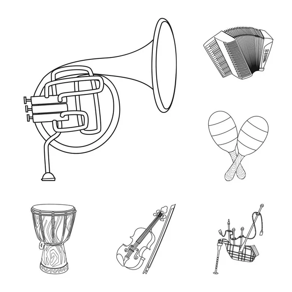 Ilustración vectorial de música e icono de melodía. Colección de música y vector de herramientas icono para stock . — Archivo Imágenes Vectoriales