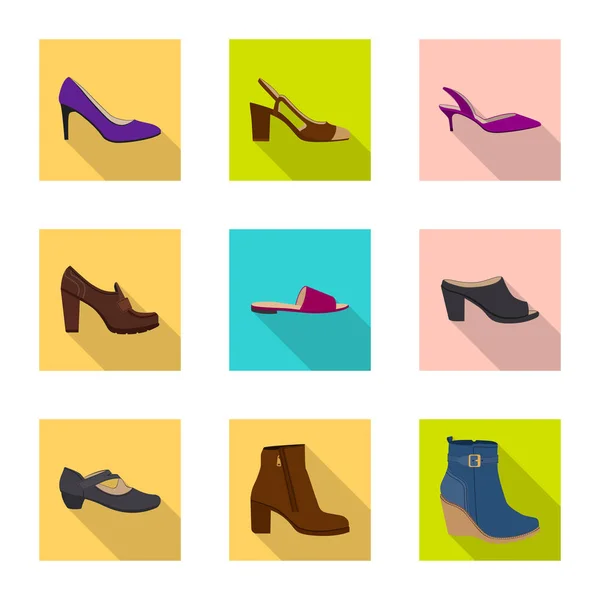 Vector design of footwear and woman symbol. Collection of footwear and foot stock vector illustration. — Stock Vector