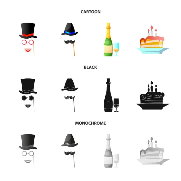Illustrazione vettoriale del logo della festa e del compleanno. Set di partito e celebrazione stock vettoriale illustrazione . — Vettoriale Stock