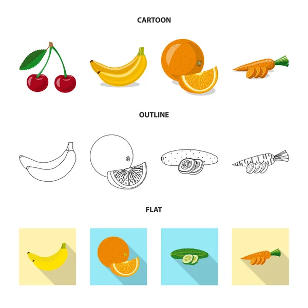 Illustration vectorielle de l'icône des légumes et fruits. Collection d'illustrations vectorielles de légumes et de bouillon végétarien . — Image vectorielle