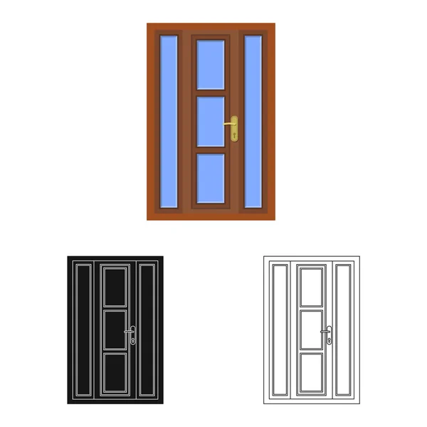 दरवाजा और फ्रंट आइकन के वेक्टर डिजाइन। दरवाजे और लकड़ी के स्टॉक वेक्टर चित्र का सेट . — स्टॉक वेक्टर
