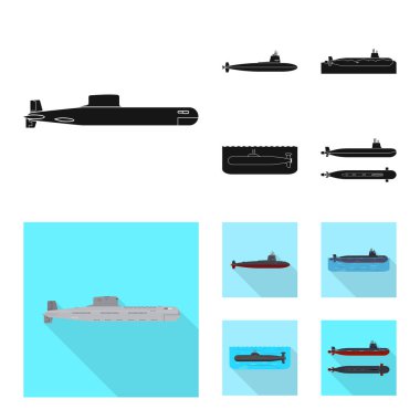 Savaş ve gemi işareti illüstrasyon vektör. Savaş ve hisse senedi için filo vektör ikon koleksiyonu.
