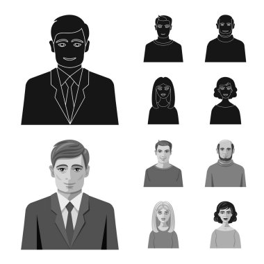 Saç modeli ve meslek simge vektör Illustration. Saç modeli ve karakter hisse senedi vektör çizim topluluğu.