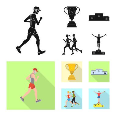 Spor ve kazanan işareti vektör Illustration. Spor ve fitness hisse senedi simgesi web için kümesi.