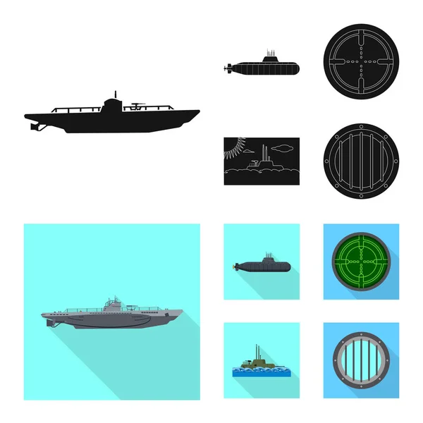 Ilustração vetorial da guerra e logotipo do navio. Conjunto de símbolo de estoque de guerra e frota para web . —  Vetores de Stock