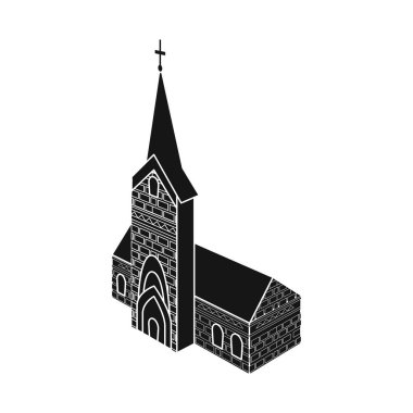 Kilise ve Katolik sembolü vektör illüstrasyon. Web için kilise ve inşaat stok sembolü seti.