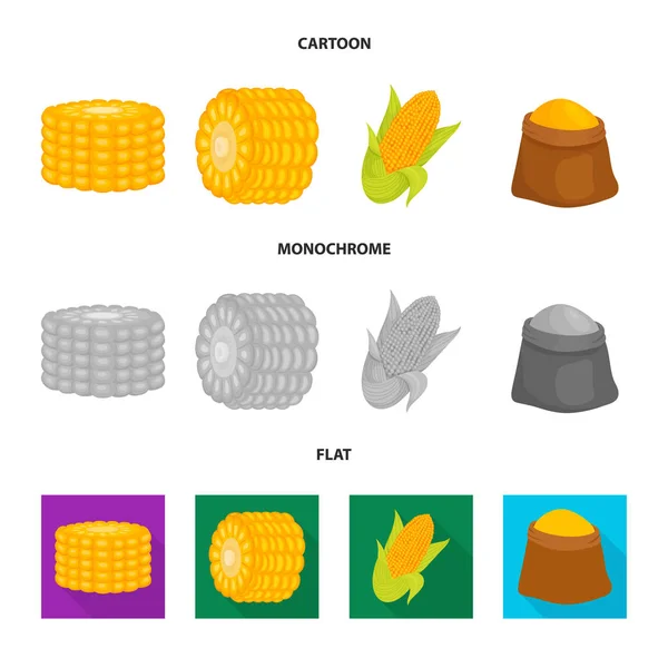 畑と野菜のロゴのベクター デザイン。トウモロコシ畑や株式のベジタリアン ベクトル アイコン集. — ストックベクタ