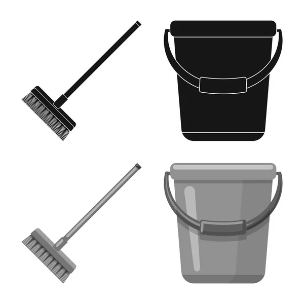 Diseño vectorial del logotipo de limpieza y servicio. Conjunto de limpieza e ilustración del vector de stock doméstico . — Archivo Imágenes Vectoriales