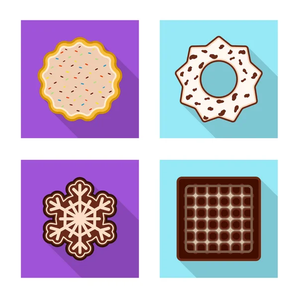 Keksz- és bake logó vektoros illusztráció. Gyűjteménye keksz- és csokoládé vektor stock illusztráció. — Stock Vector
