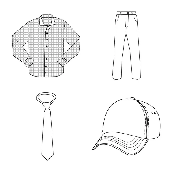 Oggetto isolato di uomo e segno di abbigliamento. Set di uomo e indossare stock simbolo per il web . — Vettoriale Stock