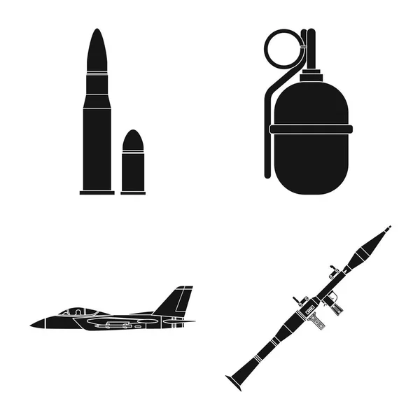 Vektor-Design von Waffe und Gewehrlogo. Set von Waffen und Armee-Vektor-Symbol für Aktien. — Stockvektor