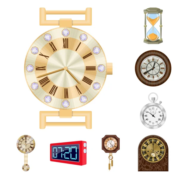 時計と時間のサイン デザインをベクトルします。時計と円の株式ベクトル図のセット. — ストックベクタ