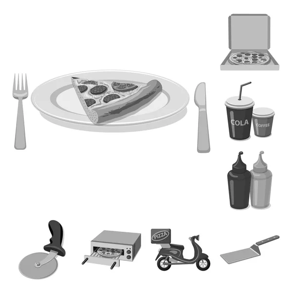 Progettazione vettoriale di pizza e cibo segno. Set di pizza e italia stock symbol per il web . — Vettoriale Stock