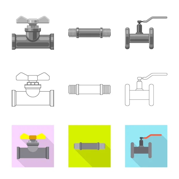 Vektor desain pipa dan ikon tabung. Koleksi gambar vektor stok pipa dan pipa . - Stok Vektor