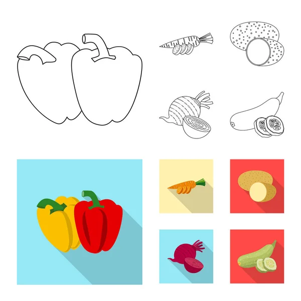 Vector illustration of vegetable and fruit logo. Collection of vegetable and vegetarian vector icon for stock. — Stock Vector