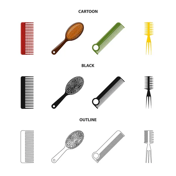 Objeto isolado de escova e sinal de cabelo. Coleção de escova e escova de cabelo estoque ilustração vetorial . —  Vetores de Stock