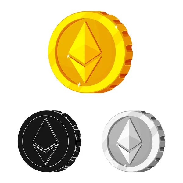 Oggetto isolato di criptovaluta e logo della moneta. Set di criptovaluta e cripto stock symbol per il web . — Vettoriale Stock
