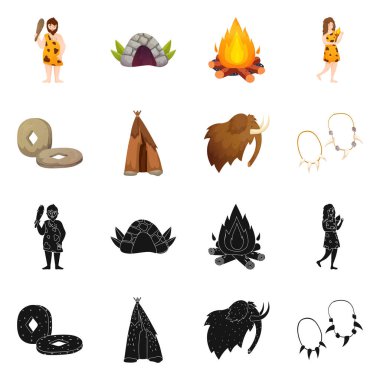 Evrim ve neolitik işaret vektör illüstrasyon. Stok lar için evrim ve ilkel vektör simgesi seti.