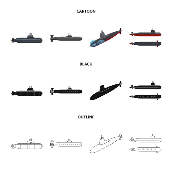 Ilustracja wektorowa wojny i statek symbol. Zestaw wojny i floty wektor ikona na magazynie. — Wektor stockowy