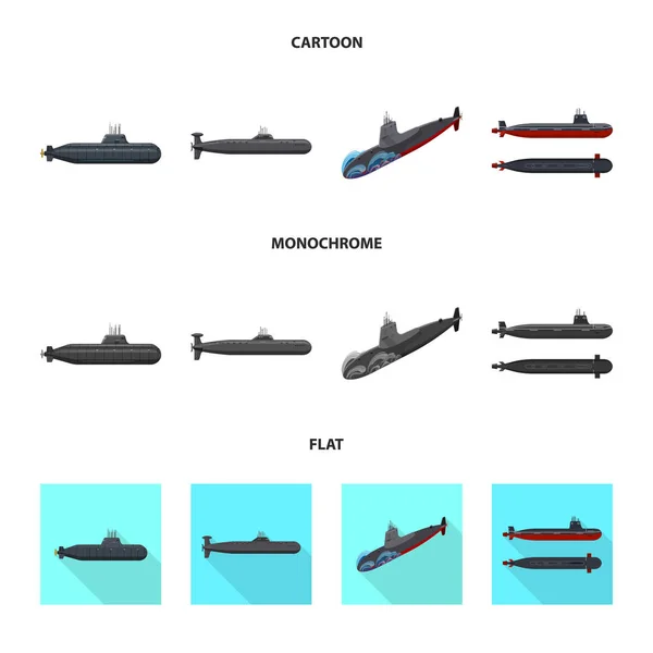 Diseño vectorial de guerra y señal de barco. Colección de ilustración vectorial de guerra y flota . — Vector de stock