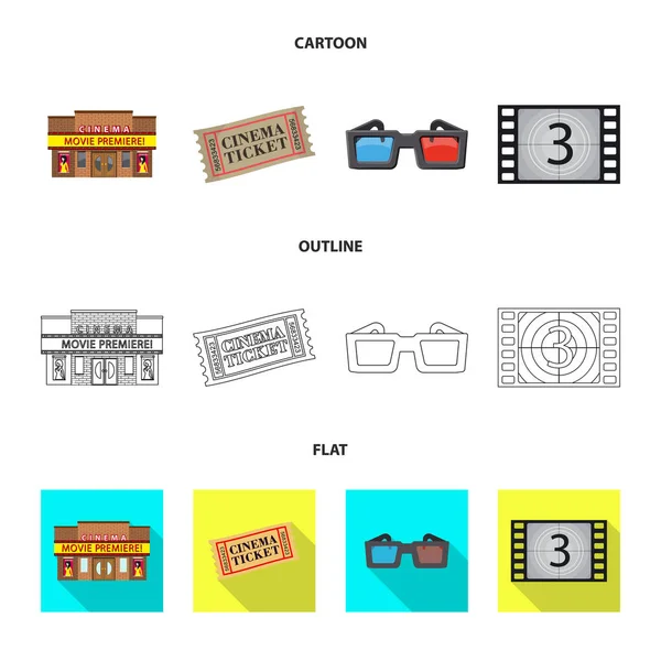 Vektor-Design von Fernseh- und Filmsymbolen. Sammlung von Fernsehen und Viewing Stock Symbol für das Web. — Stockvektor