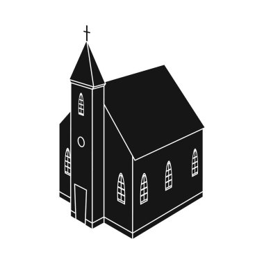 Kilise ve Katolik işareti izole nesne. Stok için kilise ve dik vektör simgesi koleksiyonu.