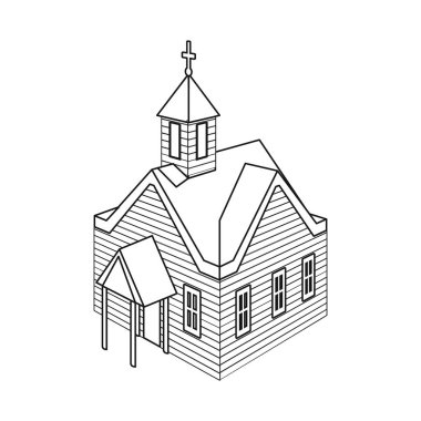 Kilise ve ev simgesinin izole nesnesi. Web için kilise ve eski stok sembolü koleksiyonu.