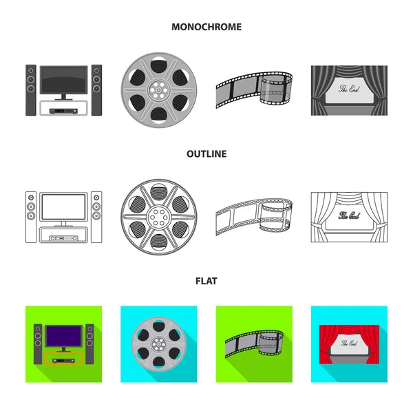 Isolated object of television and filming logo. Collection of television and viewing stock vector illustration. — Stock Vector