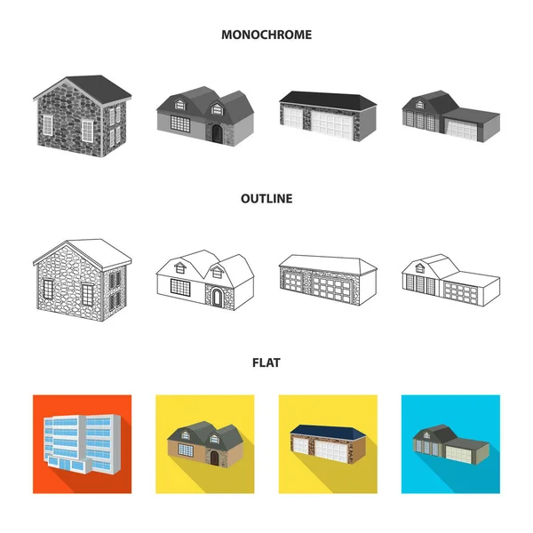 Objet isolé de façade et signe de logement. Collection de façade et infrastructure stock symbole pour le web . — Image vectorielle