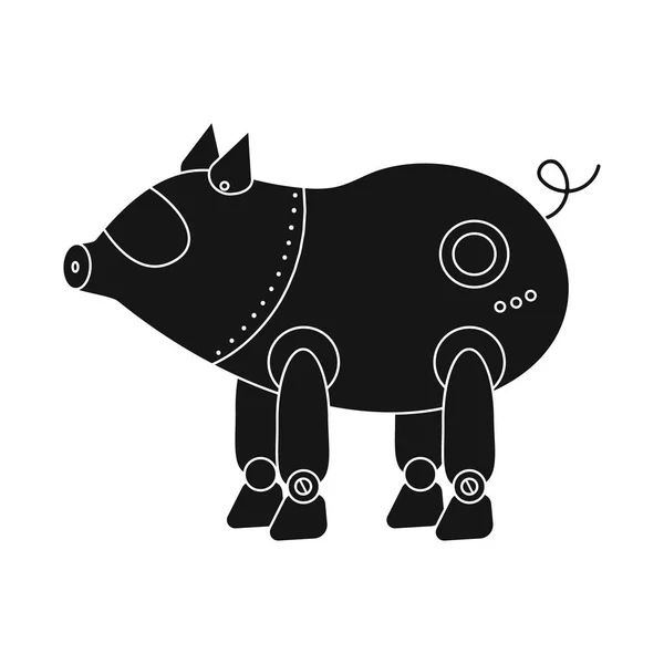 Isolated object of pig and robotic icon. Set of pig and cybernetics stock symbol for web. — Stock Vector