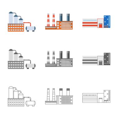 Üretim ve yapı işareti izole nesne. Üretim ve teknoloji stok vektör çizim seti.
