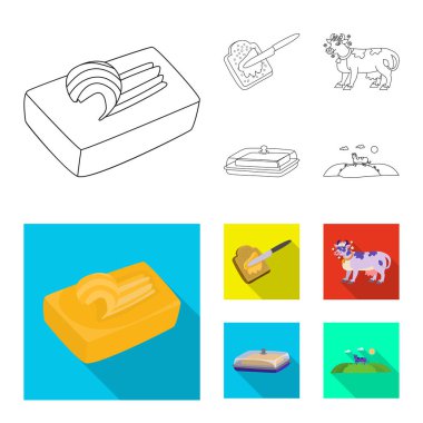 Vektör çizimi krem ve ürün logosu. Kremsi topluluğu ve web için çiftlik hisse senedi simgesi.