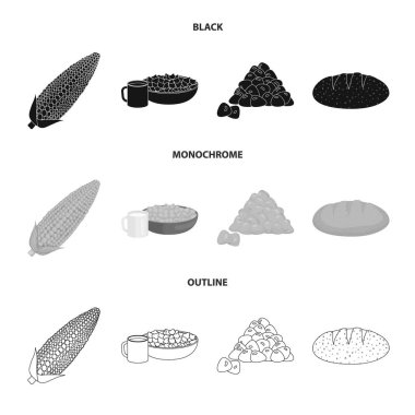 Mısır tarlası ve sebze sembolü yalıtılmış nesne. Mısır tarlası ve hisse senedi için vejetaryen vektör simge kümesi.