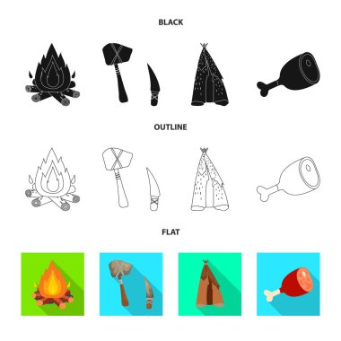 Evrim ve Neolitik simge vektör Illustration. Web için evrim ve ilkel stok sembolü seti.