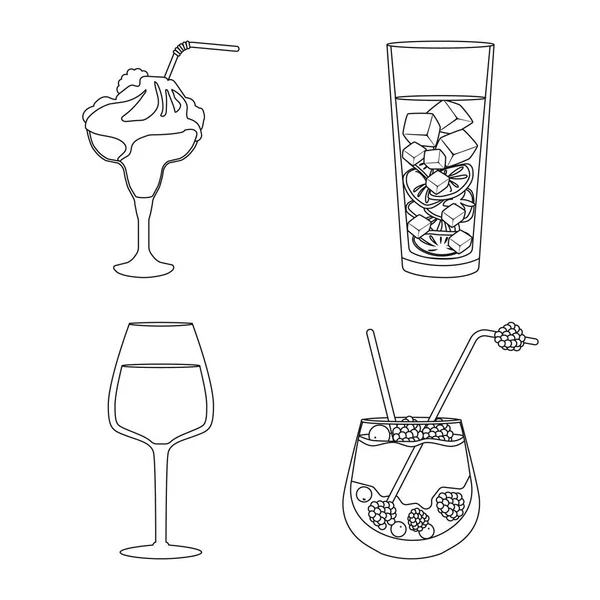 Ilustración vectorial de bebidas y signos de hielo. Colección de bebidas e ícono de vector agitador para stock . — Archivo Imágenes Vectoriales