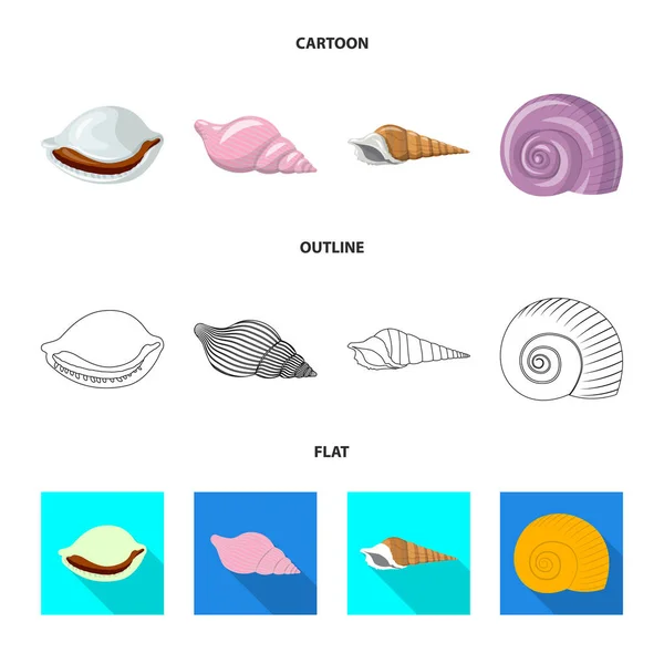 Vector ontwerp van dier en decoratie logo. Set van dier en Oceaan voorraad vectorillustratie. — Stockvector