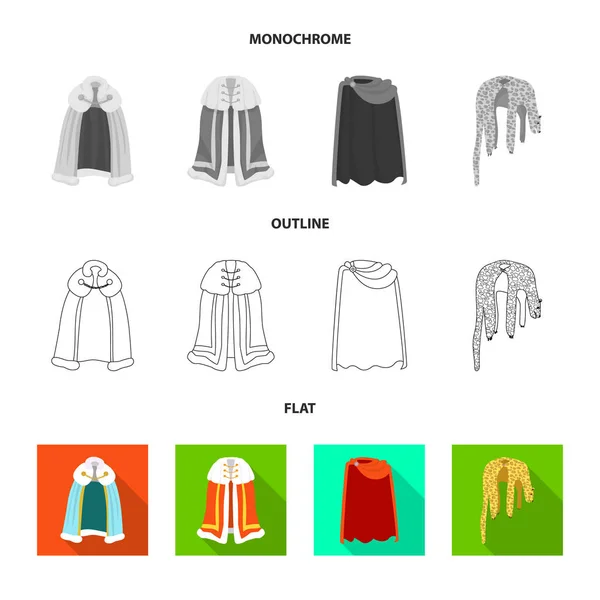 Ilustración vectorial del icono de material y ropa. Colección de material e icono de vectores de prendas de vestir para stock . — Archivo Imágenes Vectoriales