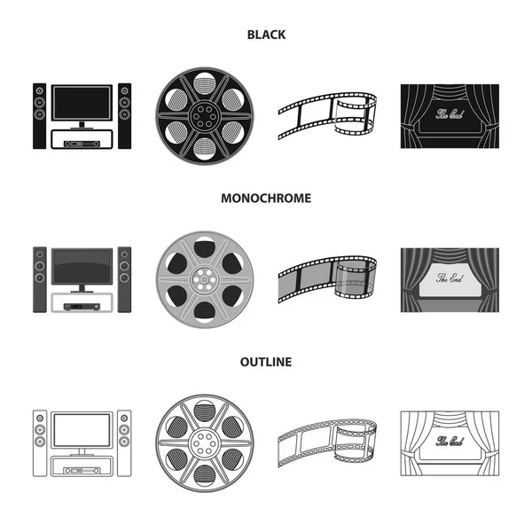 Vectorillustratie van televisie en filmen logo. Collectie van televisie en voorraad vectorillustratie weergeven. — Stockvector