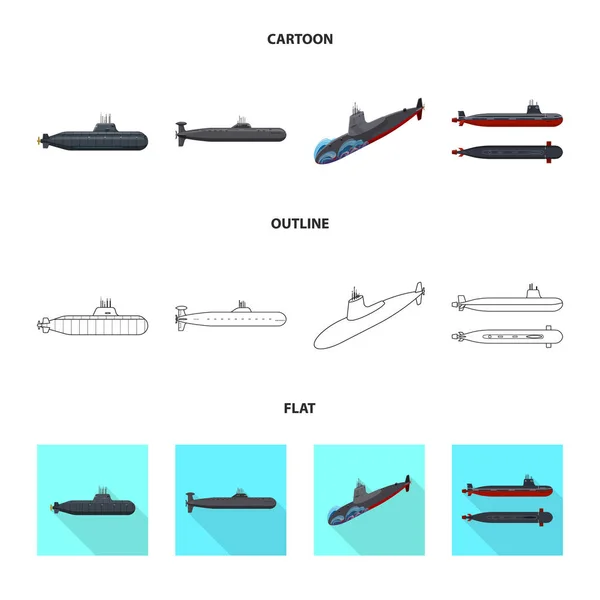 Изолированный объект войны и знак корабля. Набор векторных значков войны и флота для склада . — стоковый вектор
