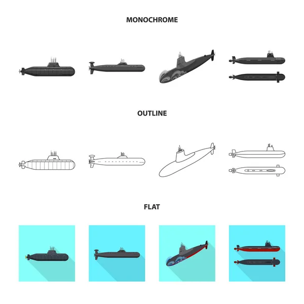 Ilustração vetorial da guerra e signo do navio. Conjunto de ícone de vetor de guerra e frota para estoque . — Vetor de Stock